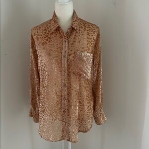 Nasty Gal Light Caramel Burnt out Faux Velvet Tunic szS/M